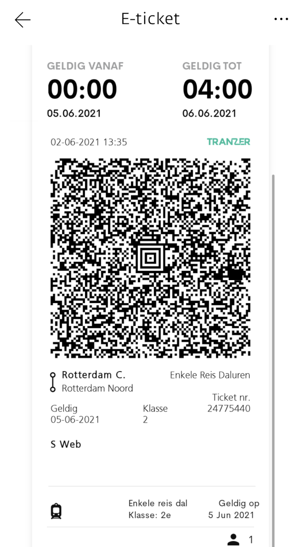 Voorbeeld van 9292 e-ticket Voorbeeld van 9292 e-ticket